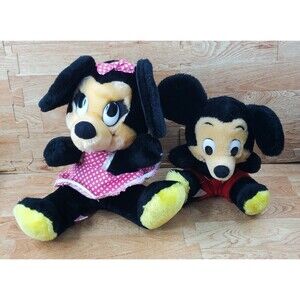 Walt Disney Mickey Mouse 8" and Minnie Mouse 10" Plush Dakin Korea